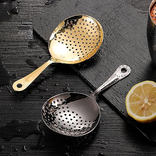 Miniatura 8 de Homestia Julep - Colador de barra de acero inoxidable, cuchara de cóctel para uso doméstico o comercial, colador de cobre antiguo 304 para