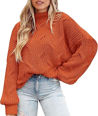 PRETTYGARDEN Women's Fall Oversized Pullover Sweaters Casual Crewneck Long Sleeve Chunky Cable Knit Tops Winter Clothing