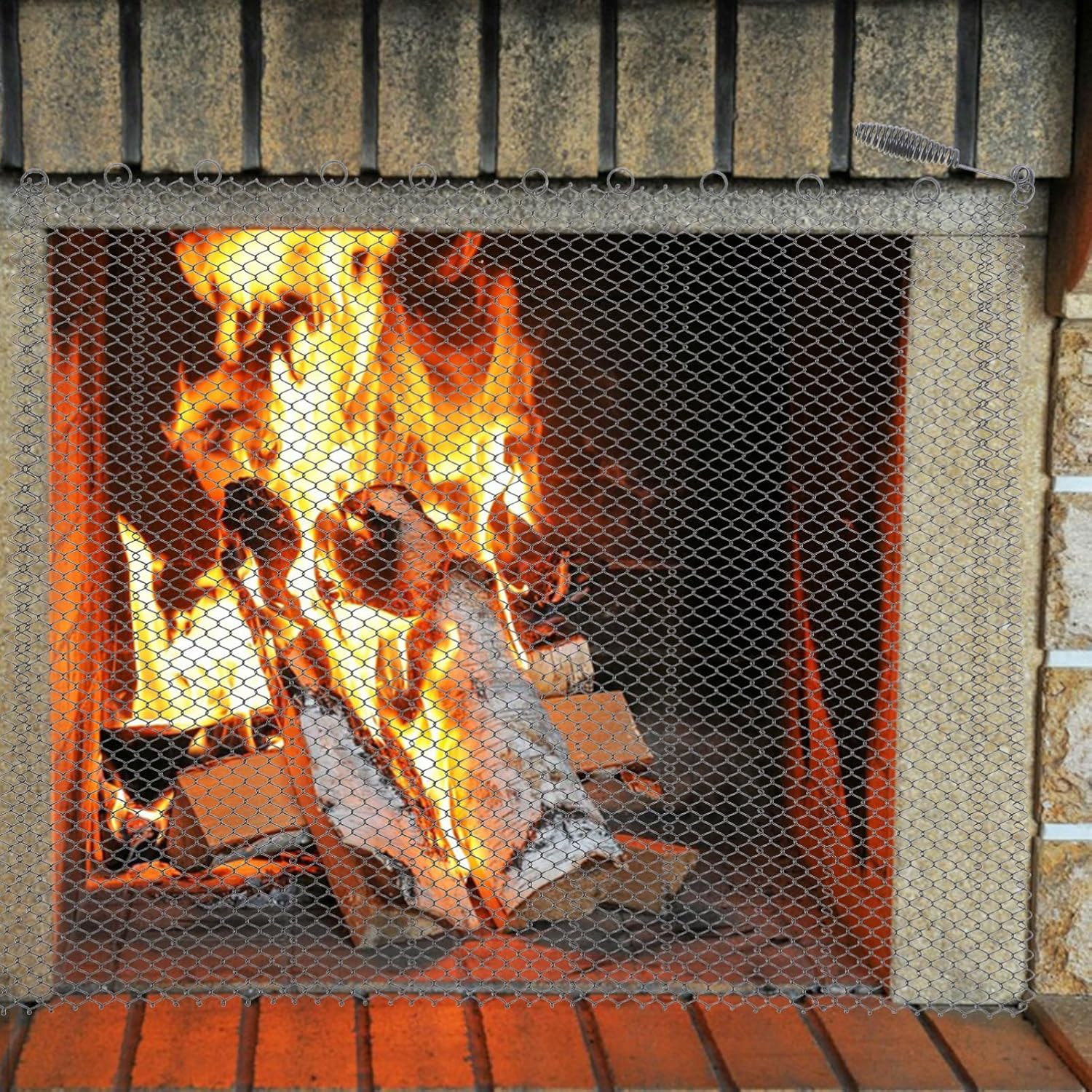 2pcs Fireplace Accessory Mesh Fireplace Screens Heavy Duty Screen Curtains Fire Doors