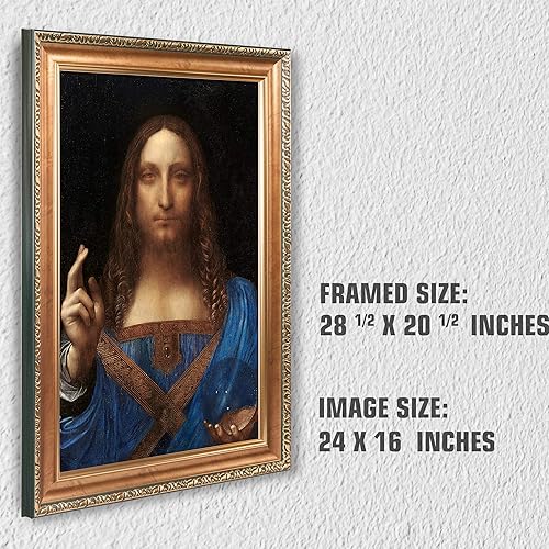 Miniatura 3 de A&T ARTWORK Salvator Mundi de Leonardo Da Vinci Tamaño enmarcado 28.5 x 20.5 pulgadas, tamaño de la imagen 24 x 16 pulgadas, reproducciones clásicas