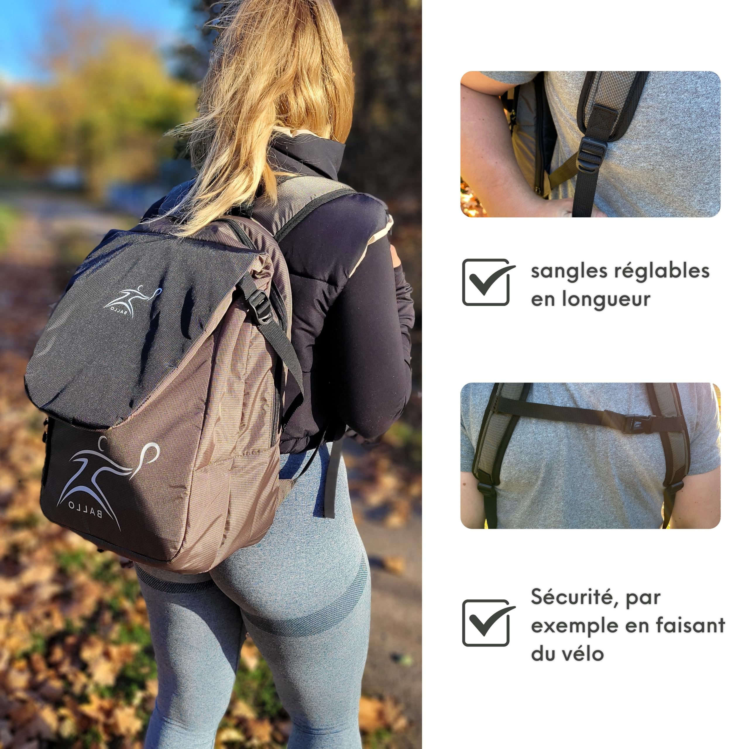 BALLO® Sac à dos de tennis, de raquette de tennis, de badminton, pour homme et femme, avec compartiment à chaussures et compartiment fermé pour raquette