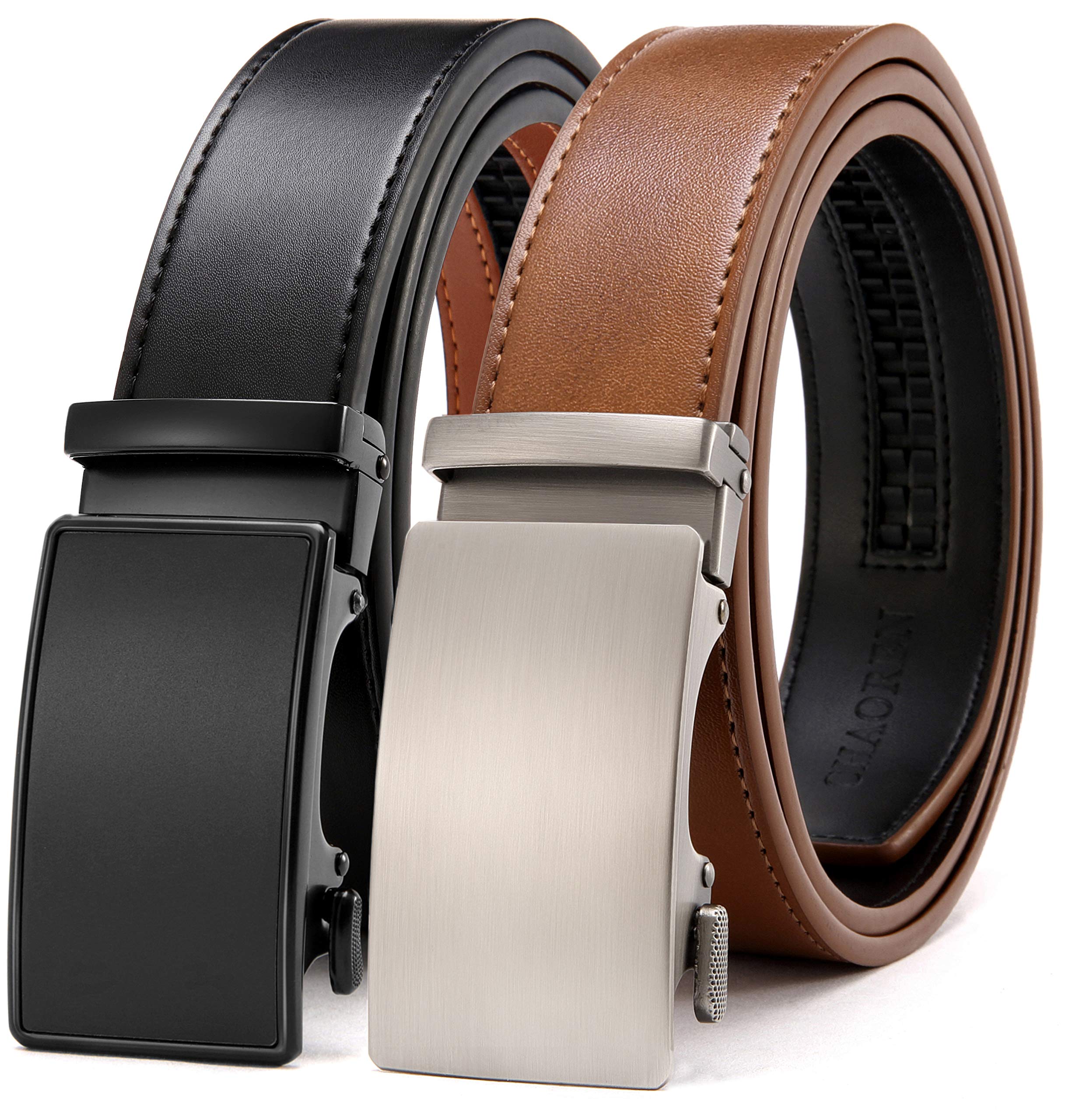 CHAOREN Gürtel Herren 2er-Pack, 35mm Breit Automatik Ledergürtel | Lochfreie Mikrojustierung, Auf Wunschlänge kürzbar, für Business & Freizeit, Inkl. Geschenkverpackung