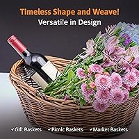 Vista 2 de Wald Imports - Cesta de mimbre tejida a mano de color marrón claro medio para almacenamiento con asas - Cesta tejida - Cestas de mimbre para picnic