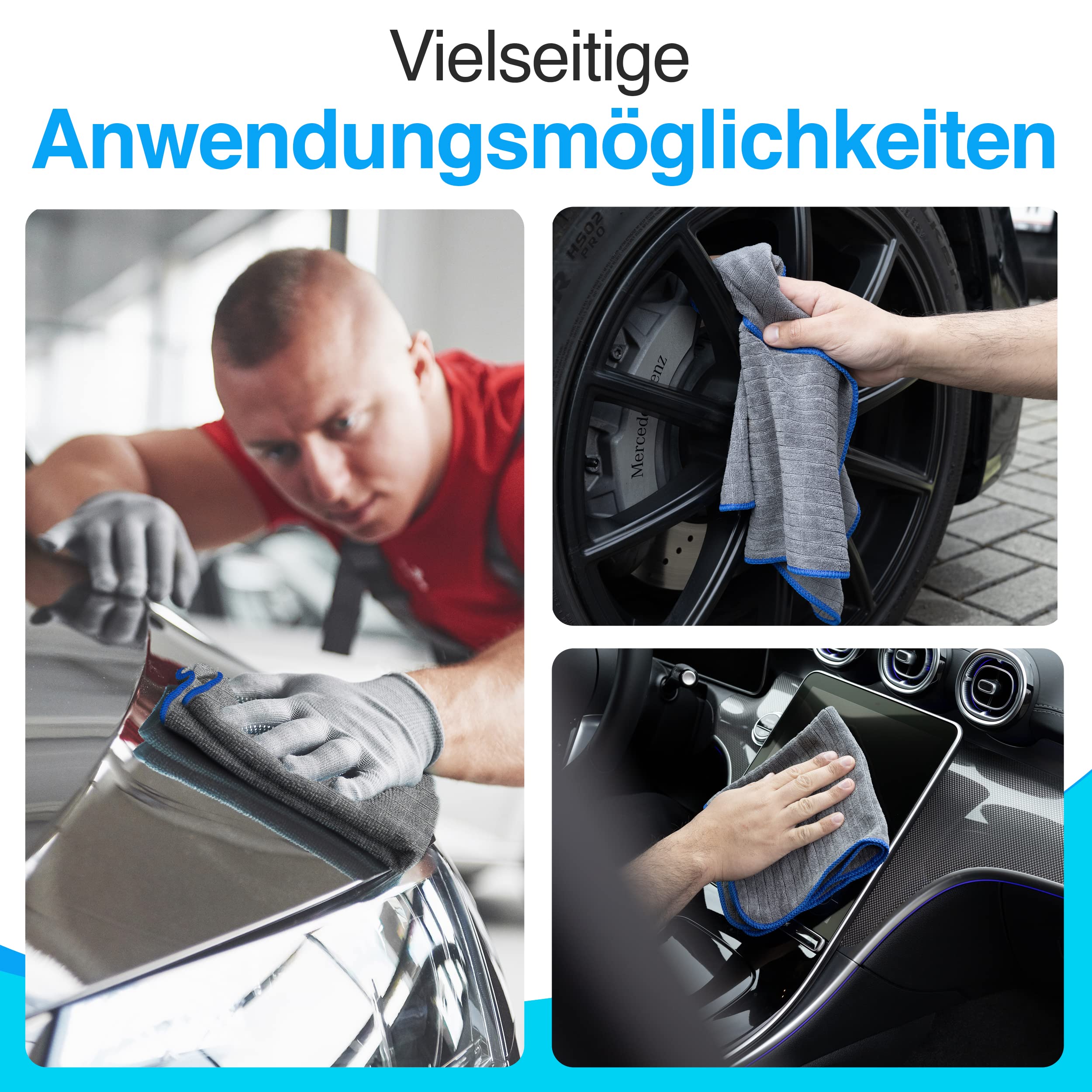 2 Panni In Microfibra 650g/m² Per Asciugatura Auto – Ultra Assorbenti, Ispessiti E Antigraffio (40x40 Cm) - 2