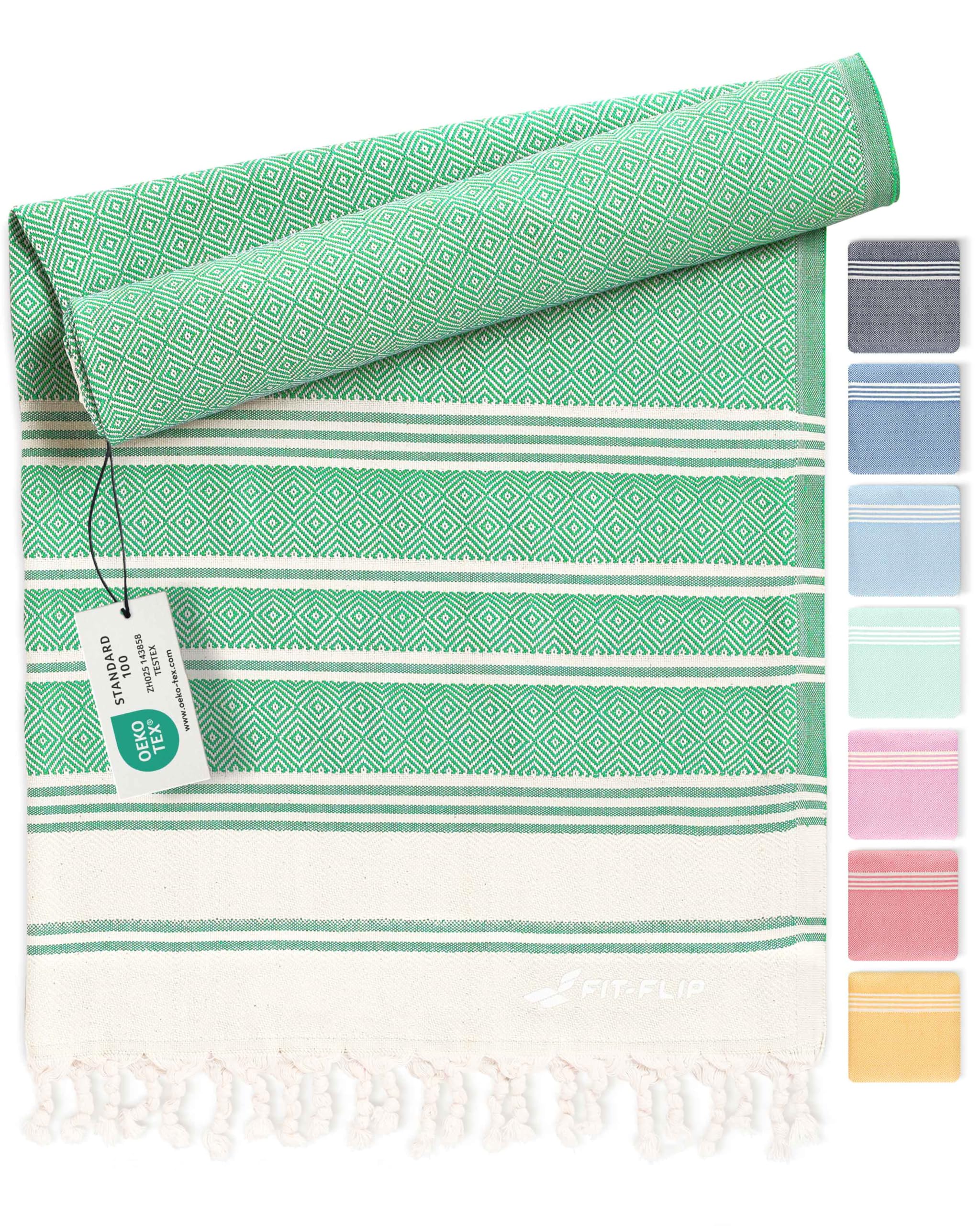 Fit-Flip Toallas Playa Hammam – Pareos Grandes de algodón 100% – Toalla Pareo compacta, Gigante y Secado rápido – Fouta XL Absorbente – Ideal para Piscina - Arena - 100x200cm Diamond — view 7