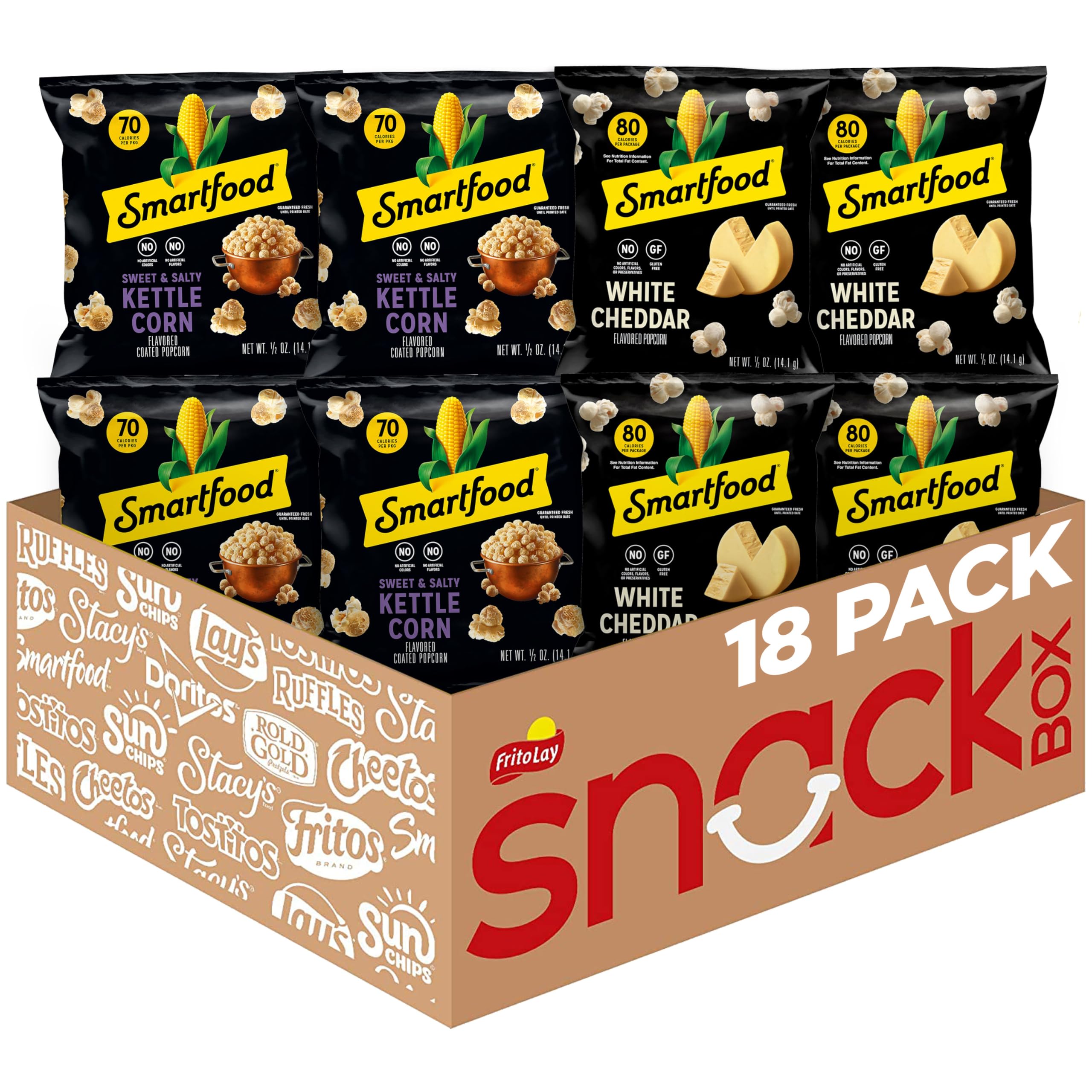 Smartfood Popcorn, Variety Pack, 0.5 Ounce (Pack of 18)