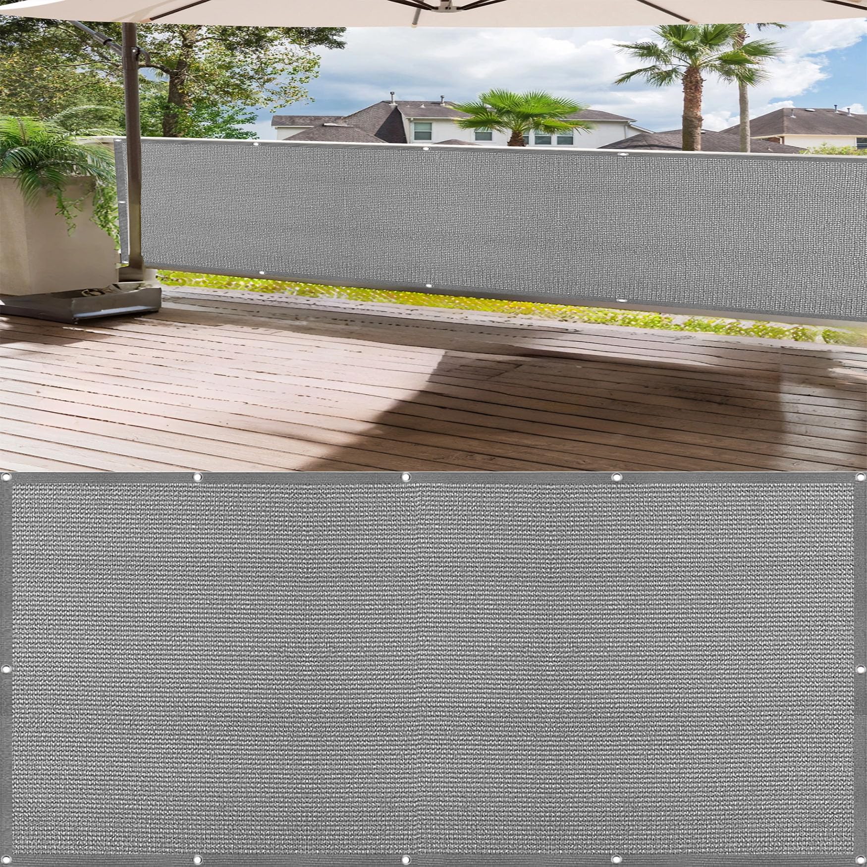 Brise vue jardin gris 100x270 cm antidéchirure avec serre-câbles