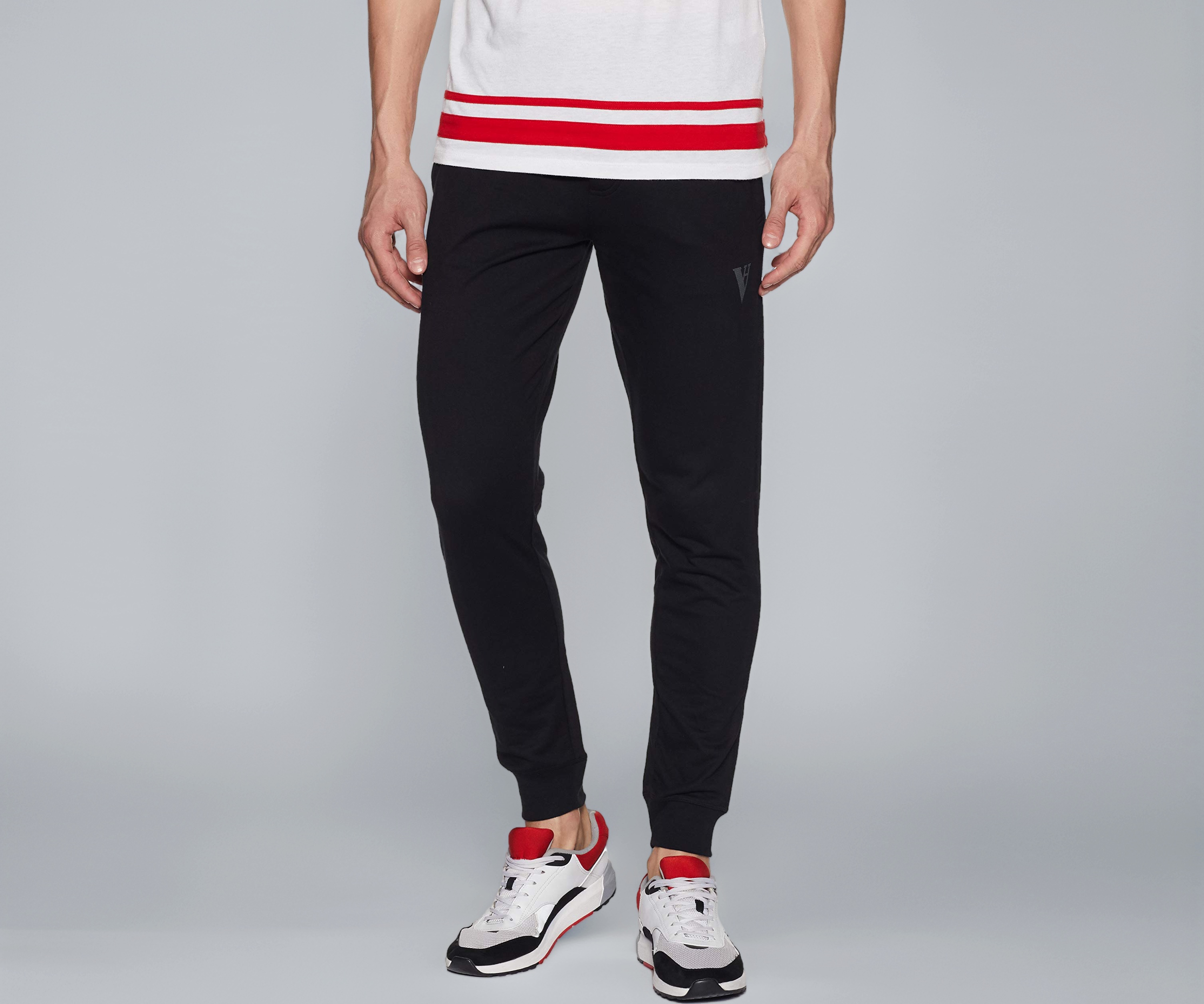 Men Mid Rise Athleisure Smart Tech Regular Fit Joggers - Easy Stain Release, Anti Stat, Ultra Soft