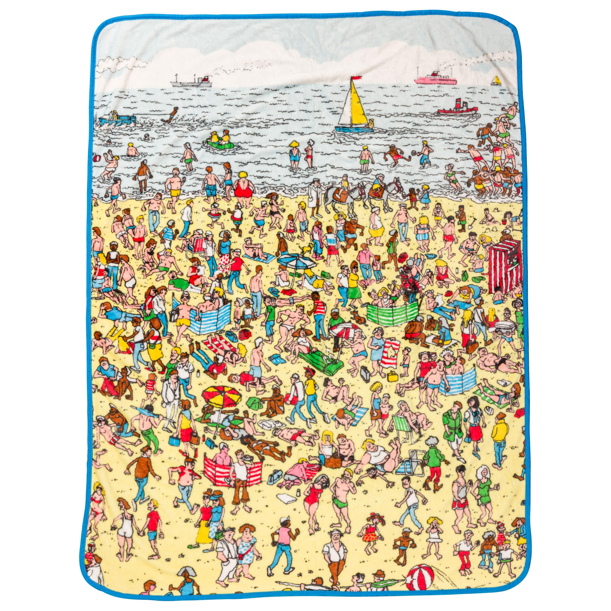 Silver Buffalo Where's Waldo Beach Edition, Fleece Throw Blanket, 45x60in