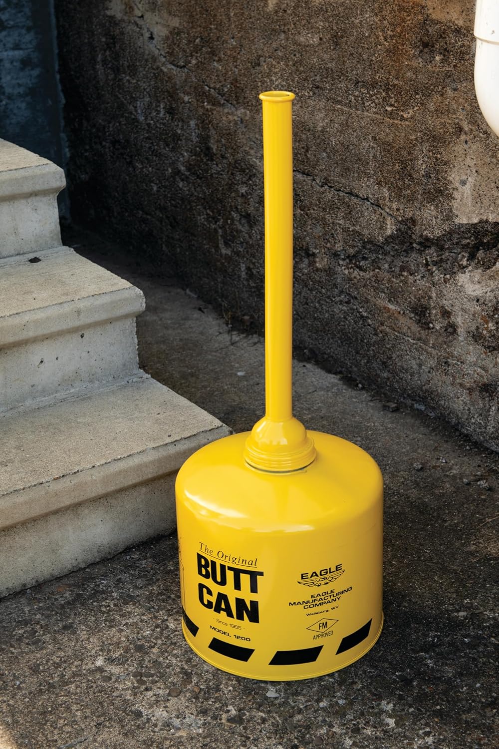 Eagle 1200YELLOW Yellow All Metal Galvanized Steel Original Butt Can, 5 gallon Capacity, 33" Height, 12" Diameter