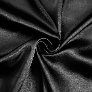 Horbaunal Black Satin Fabric, 60" Wide, 2 Yards, Soft Charmeuse Satin Fabric for DIY Crafts Decorations Costume