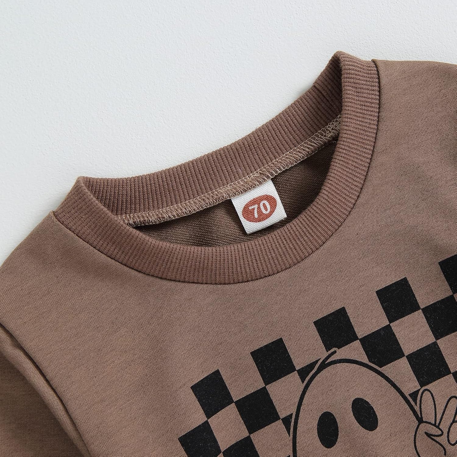 Toddler Baby Boy Halloween Clothes Long Sleeve Letter Sweatshirt Tops Stretch Jogger Pants Infant Fall Winter Outfit Ghost Plaid Khaki 6-12 Months image 4 of 7 B0C8126LQJ