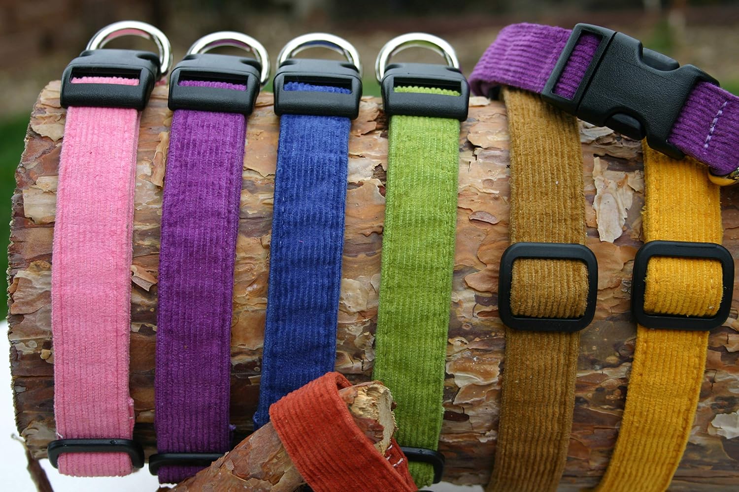 Hemp Corduroy Dog Collar - No Pattern (3/4" Medium, Avocado)