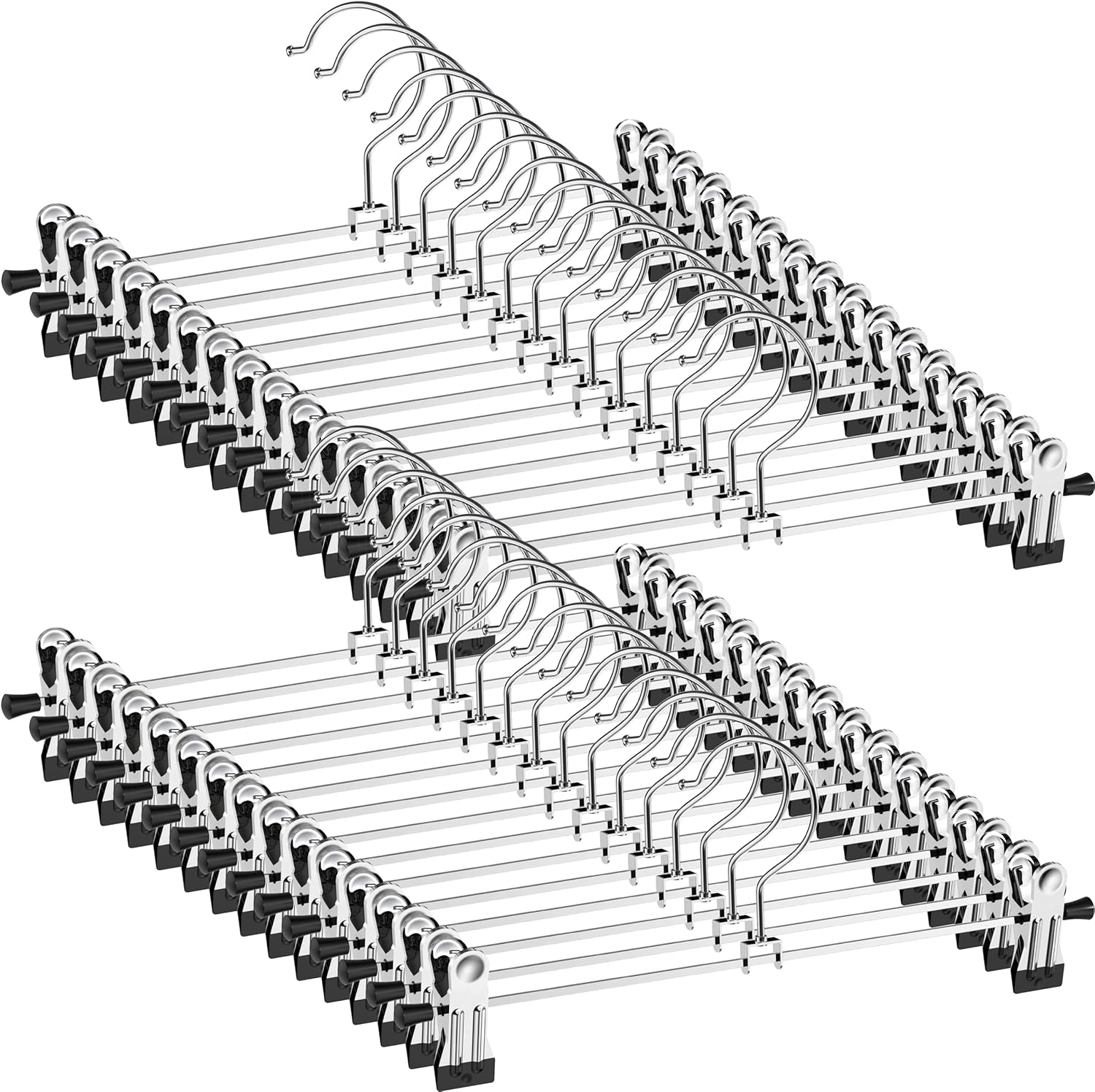 NORTHERN BROTHERS Pants Hangers, 30Pack Skirt Hangers for Women Adjustable Hangers for Men Kids Jeans Pant Trouser Clothes Space Saving