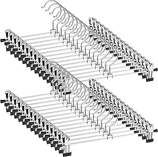 NORTHERN BROTHERS Pants Hangers, 30Pcs Skirt Hangers with Clips Slack Hangers Pants Trouser Hanger Clothes Hanger for Pants