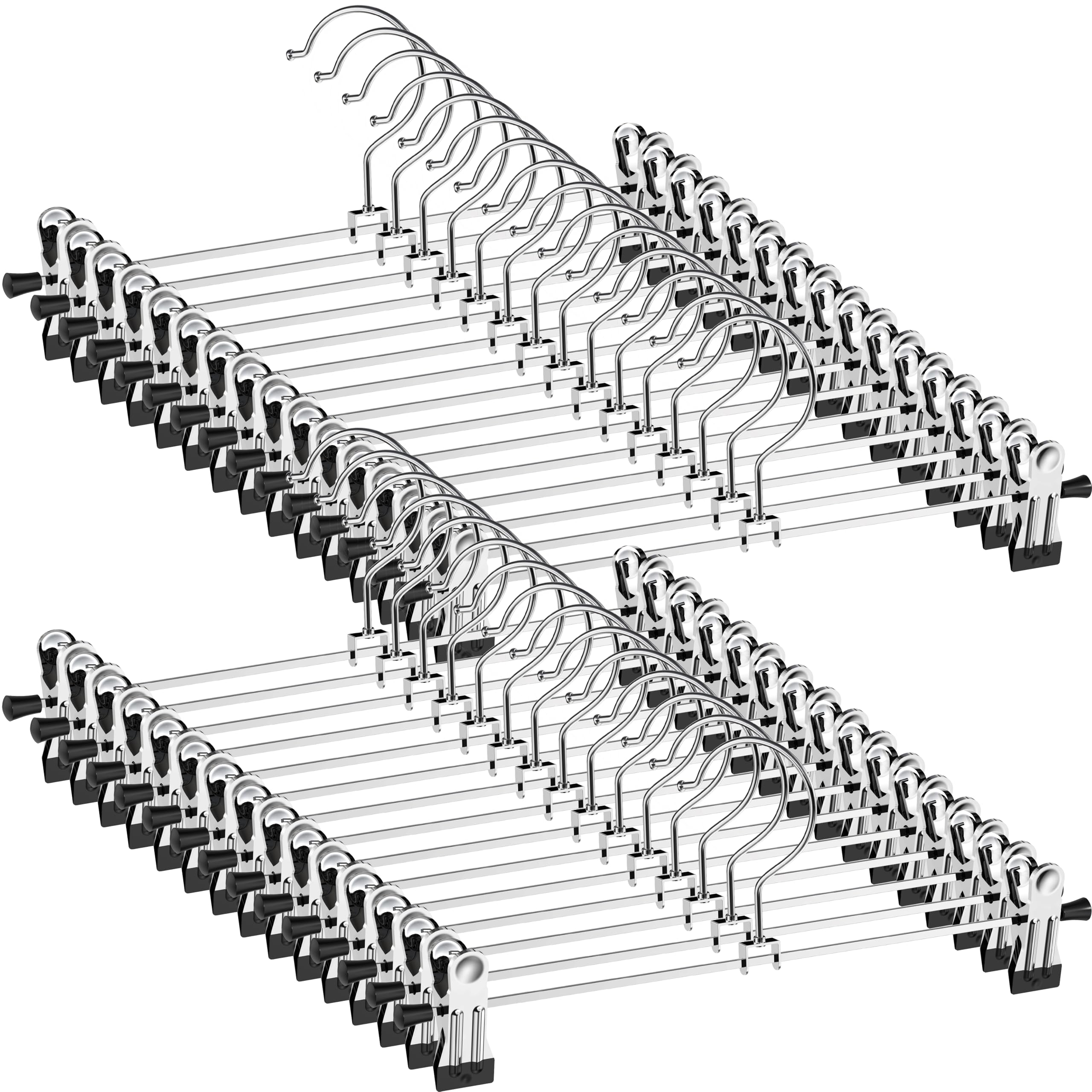 NORTHERN BROTHERS Pants-Hangers-Skirt-Hangers-Pant-Hangers-with Clips Slack Hangers Pants Trouser Hangers Clothes Hangers for Pants (30 PCS)
