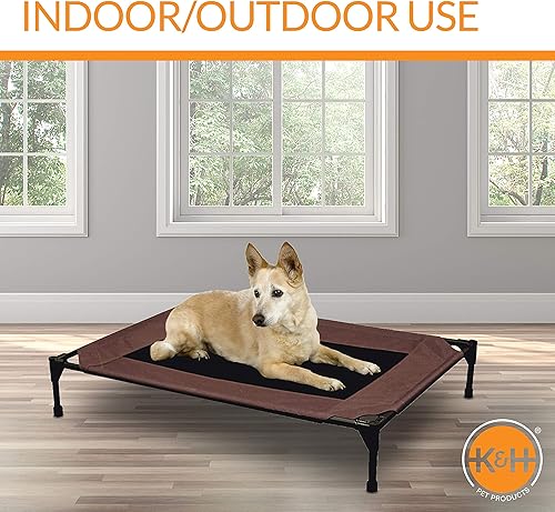 Miniatura 8 de K&H Pet Products Original Pet - Cama elevada para perro y toldo para cuna, malla color chocolatenegro, grande