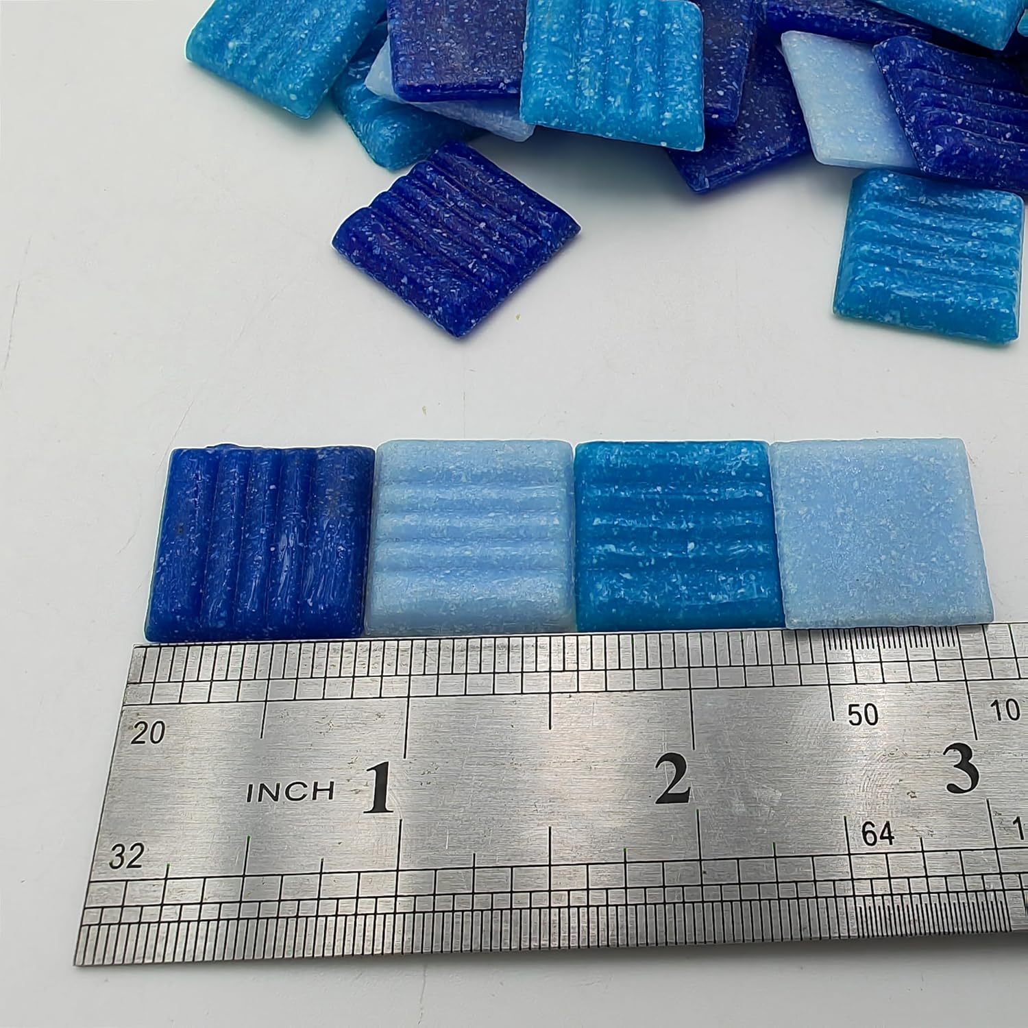 1.1LB Quartz Mosaic Tiles, 3/4" Multi Color Mosaic Pieces Stones for DIY Mosaic Making Craft Hobby Arts Home Wall Decoration (Mix Blue)