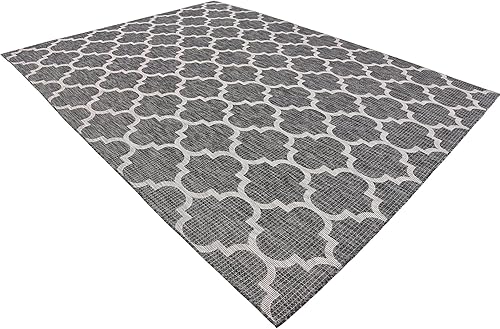 Miniatura 5 de Unique Loom Outdoor Trellis Collection - Alfombra para exteriores (rectangular de 9 pies x 12 pies), color negro y marfil