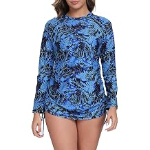 Halcurt Womens Long Sleeve Rash Guard Swim Shirt with Tie Drawstring UPF 50+ Sun Protection Swimsuit Top