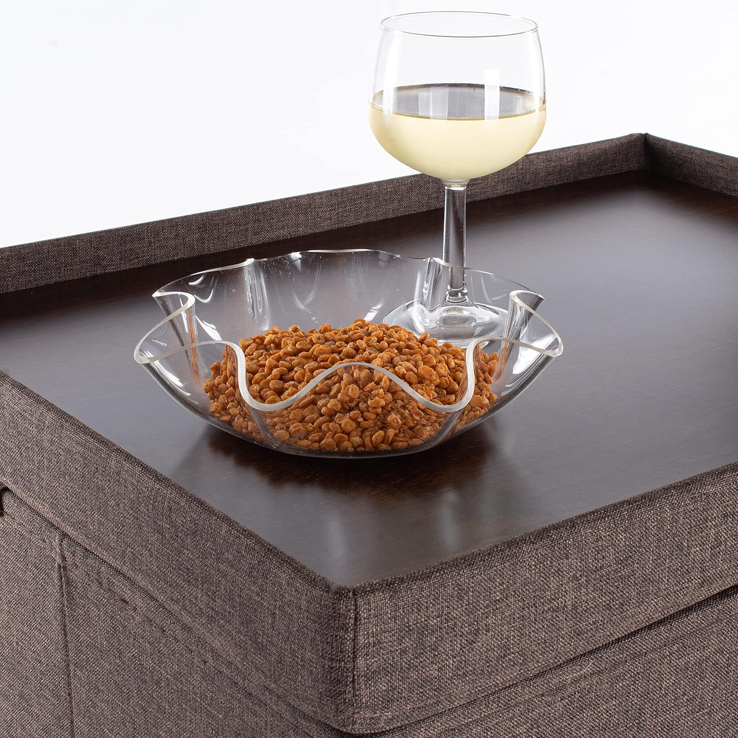 Pawristocrat Unique Multifunctional Pet House Ottoman with Tray Table - Folding Footrest Seat - Large Cat Cube Condo - Beds for Cats and Small Dogs with Fully Washable Mat - Chocolate Bench 24 x 18 : Pet Supplies