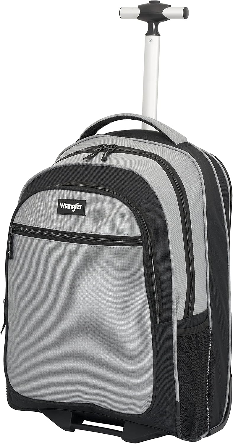 Wrangler Travel Duffel or Backpack Dobson Set, Charcoal, 19" Rolling Backpack