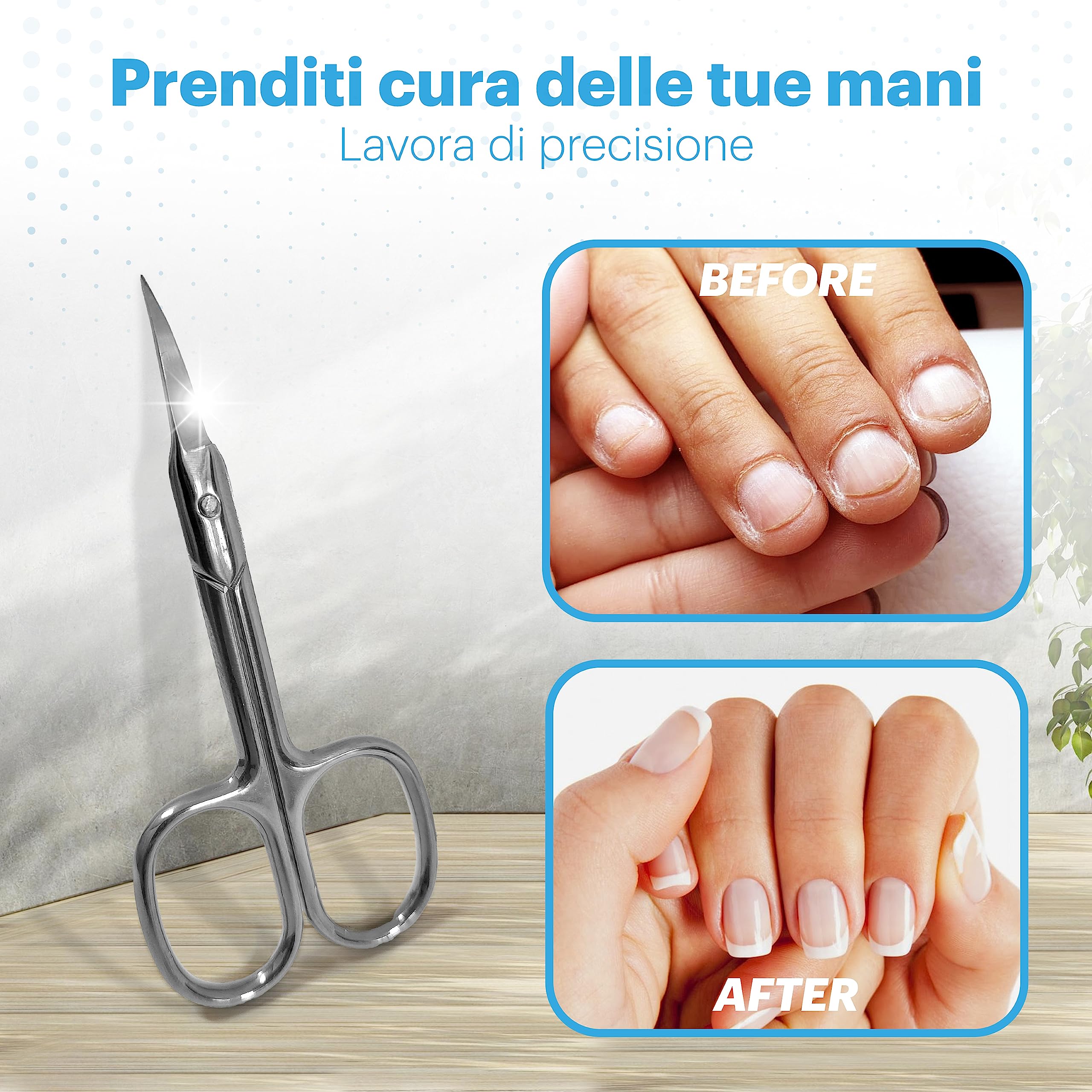 Forbici per Cuticole in Acciaio Inox, Lama di Precisione Professionale, Strumento Manicure e Pedicure per Rimozione Cuticole e Taglio Unghie, Ergonomiche e Antiscivolo