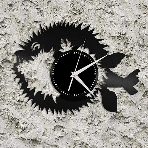 Blowfish - Reloj de pared de vinilo, regalo único para los amantes de los animales, decoración de la habitación de los niños, diseño vintage,