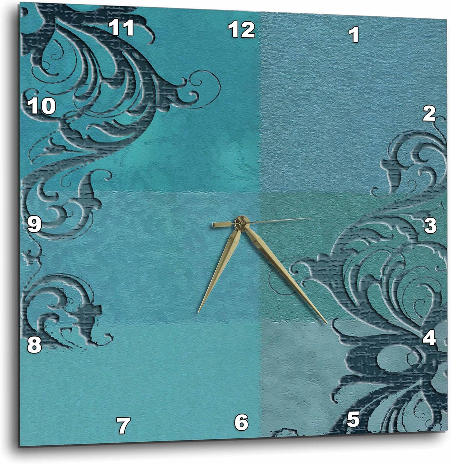 3dRose dpp_55088_1 Elegant Vines on Aqua Green-Wall Clock, 10 by 10-Inch