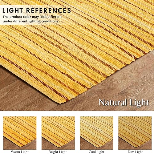 Miniatura 5 de Alfombra de trapo 100% algodón de 3 x 5 pies (36 x 60 pulgadas), alfombra Chindi multicolor, tejida a mano y reversible para sala de estar, cocina,