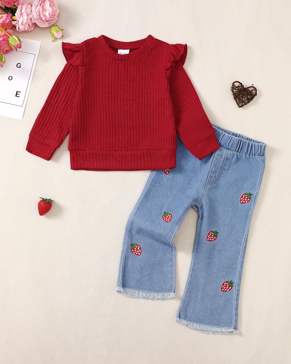 Baby Toddler Girl Clothes Outfits Kids Sweatshirt Jeans Set Denim Pants Little Girls Clothes Toddler Outfit for Girls