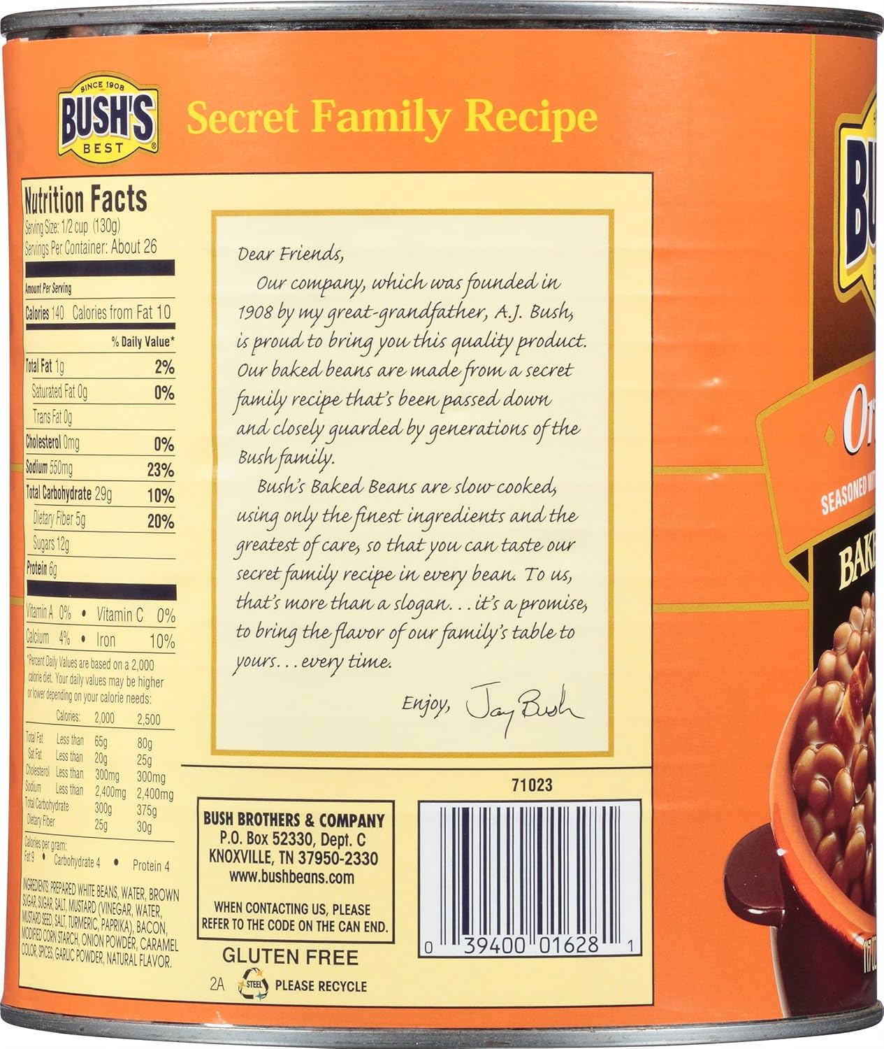 Bush's Best Original Baked Beans 117 oz (6 cans)