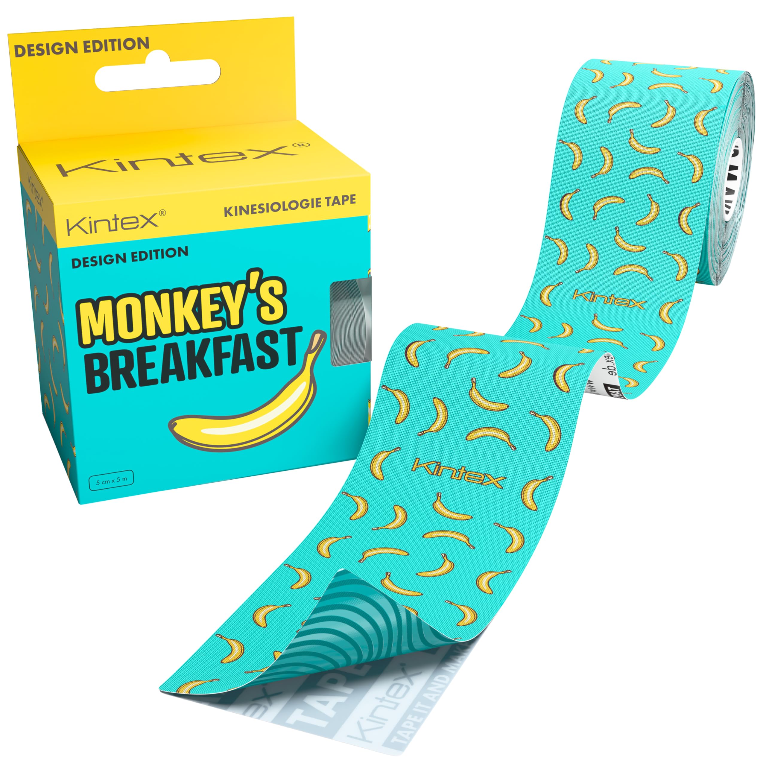 Kintex Kinesiology Tape Design Edition, 5 cm x 5 m, Skin-Friendly & Waterproof Kinesiology Tape, Physio Tape, Medical Tape, Sports Tape (Monkey's Breakfast)