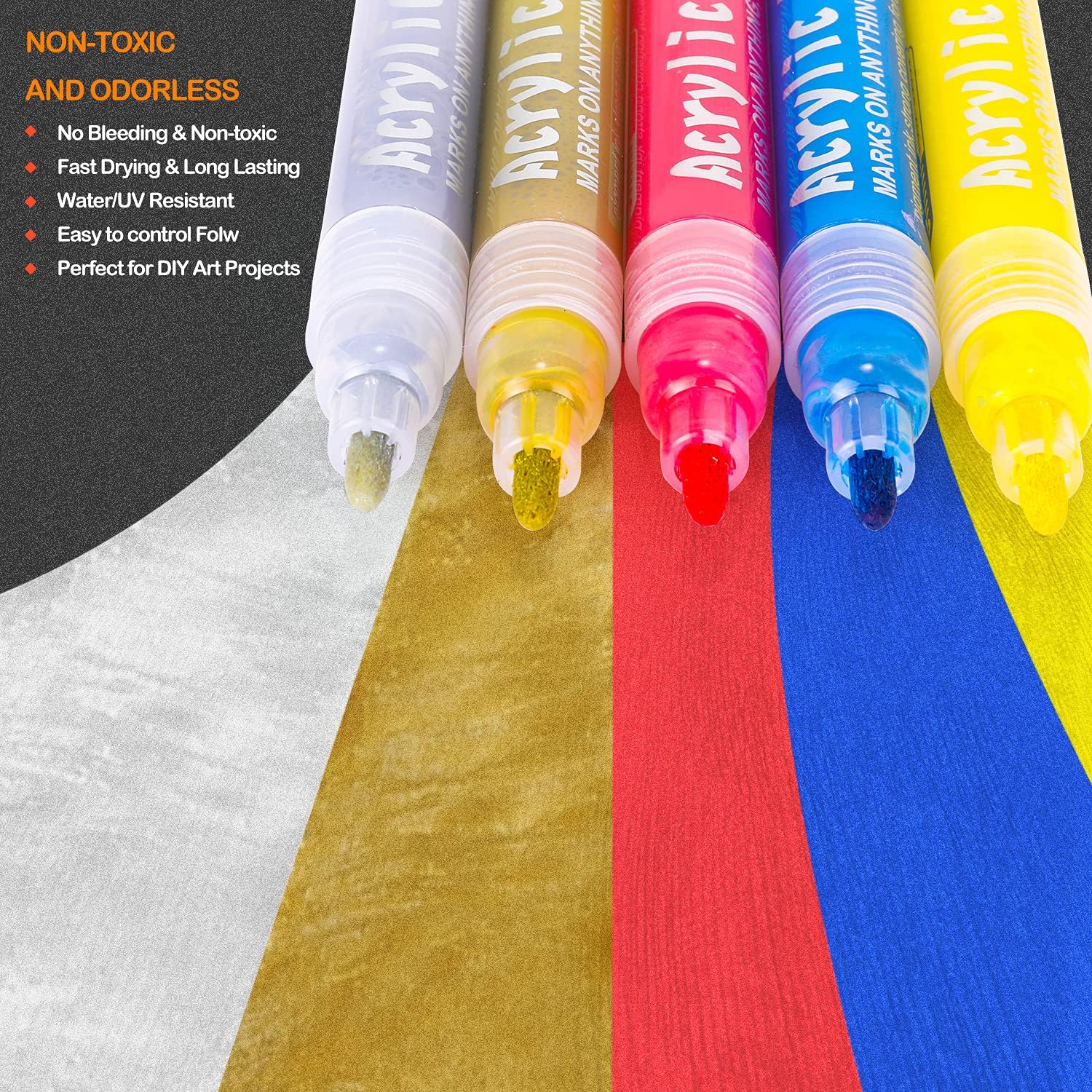 Acrylic Paint Marker Pens, Emooqi 24 Colors Premium Waterproof Permanent Paint Art Marker Pen Set for Rock Painting, DIY Craft Projects, Ceramic, Glass, Canvas, Mug, Metal, Wood, Easter Egg : Arts, Crafts & Sewing