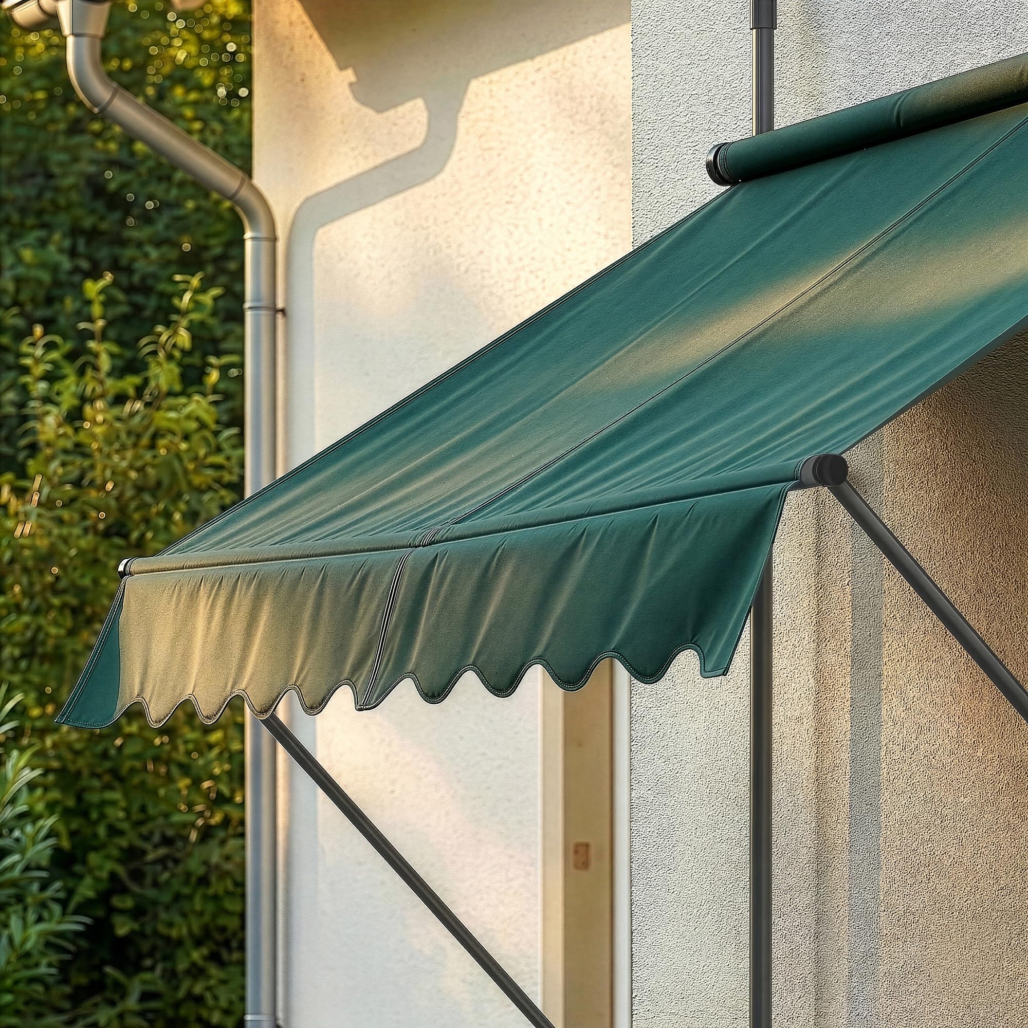 pro.tec Markiza z mocowaniem zaciskowym, bez wiercenia, balkonowa, ochrona przed słońcem, ciemnozielona, 400 x 120 x 200-300 cm