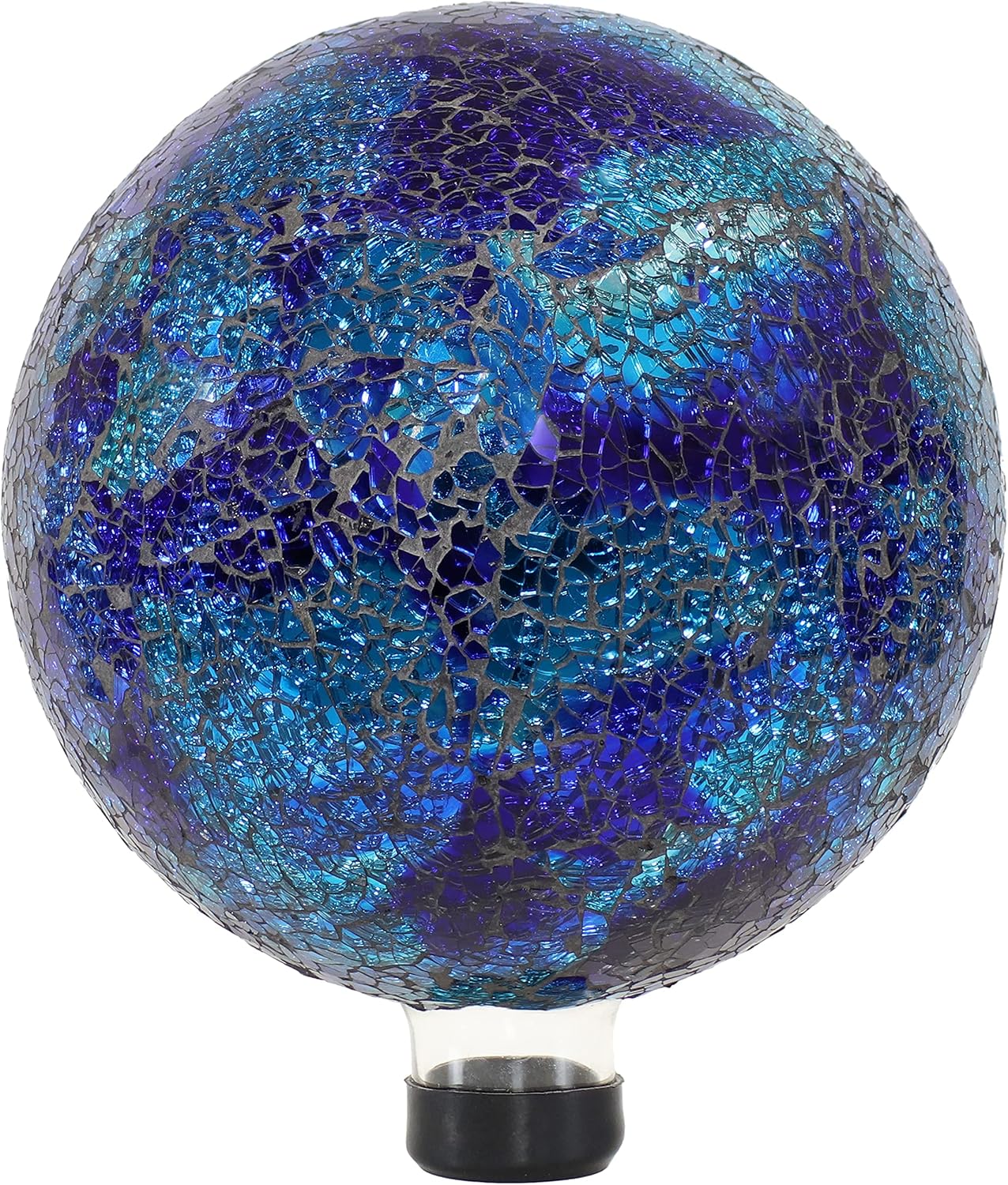 Deep Ocean Blue Crackled Glass Outdoor Gazing Globe, 10"