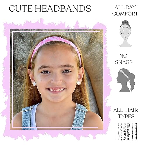 Miniatura 3 de FROG SAC 6 diademas de teñido anudado para niñas, bandas elásticas antideslizantes ajustables para el pelo de arcoíris para niñas y adolescentes,