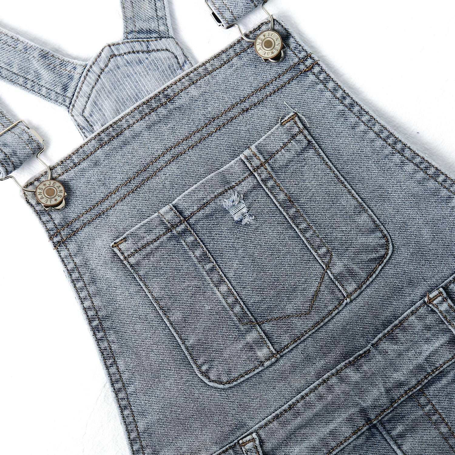 KIDSCOOL SPACE Baby Little Girls Skirt,Ripped Soft Strechy Denim Girls Summer Overalls Dress - Image 5