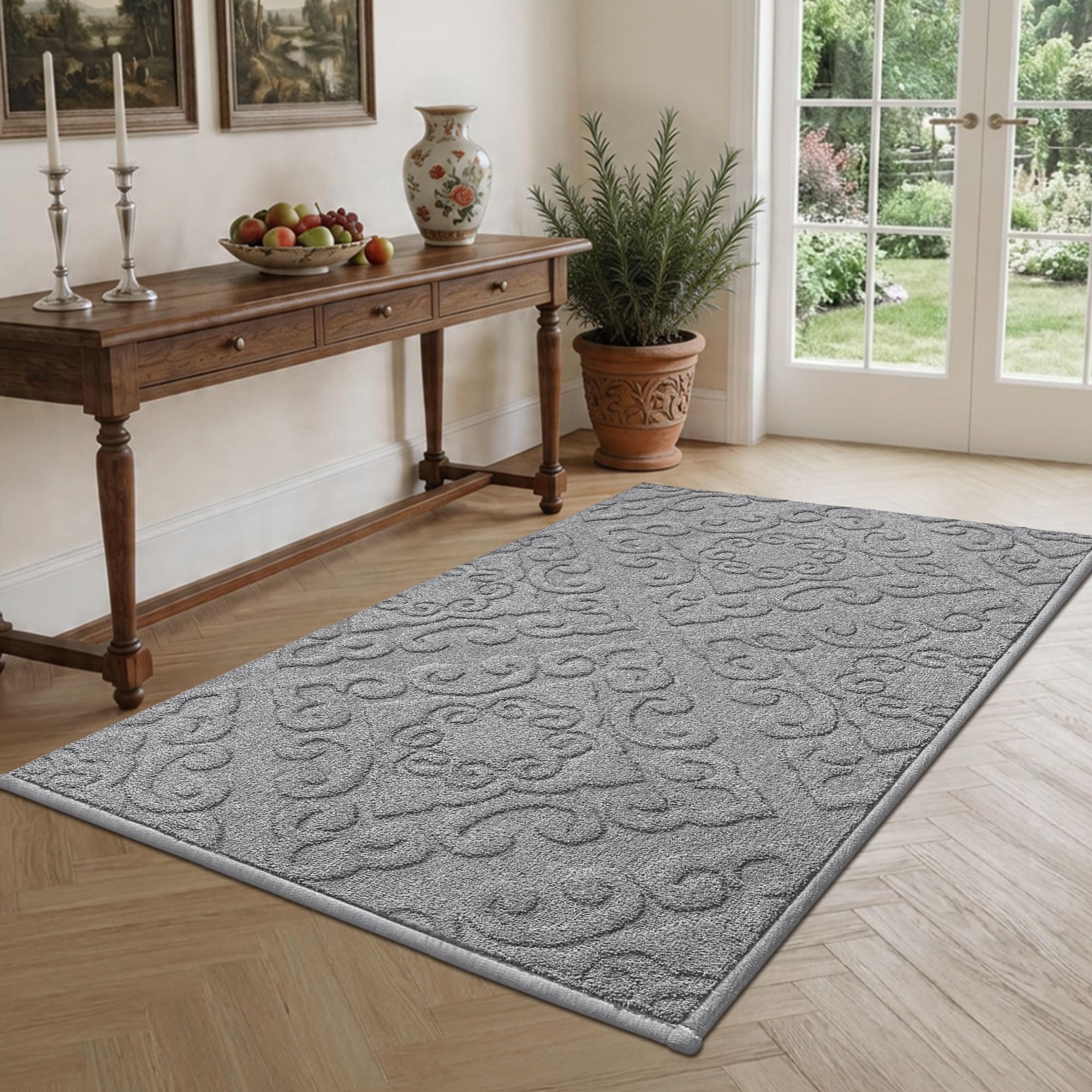 COSY HOMEER Fußmatte Innen 90 x 150 cm, Schmutzfangmatte Grau