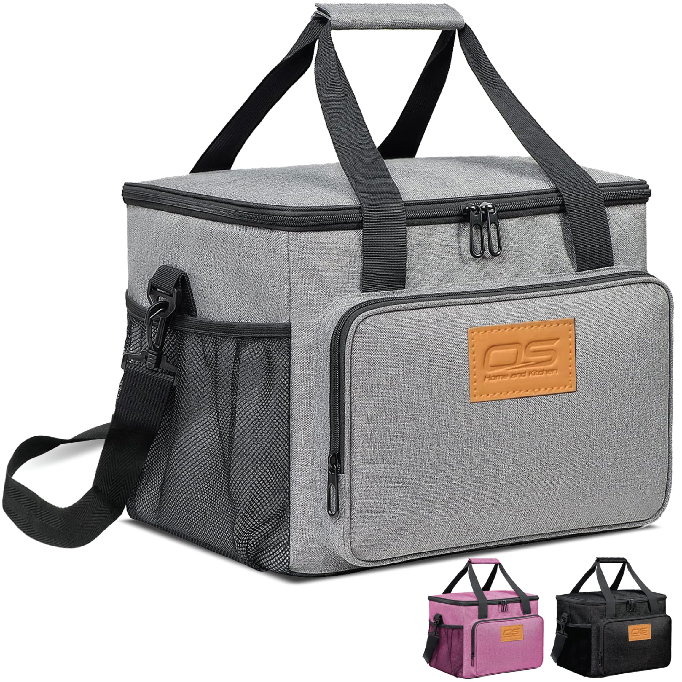 Insulated Portable Food Cooler Bag, Large Capacity, Waterproof, Lightweight, for Camping, BBQ, Travel, and Outdoor Activities (Grey, 24L)