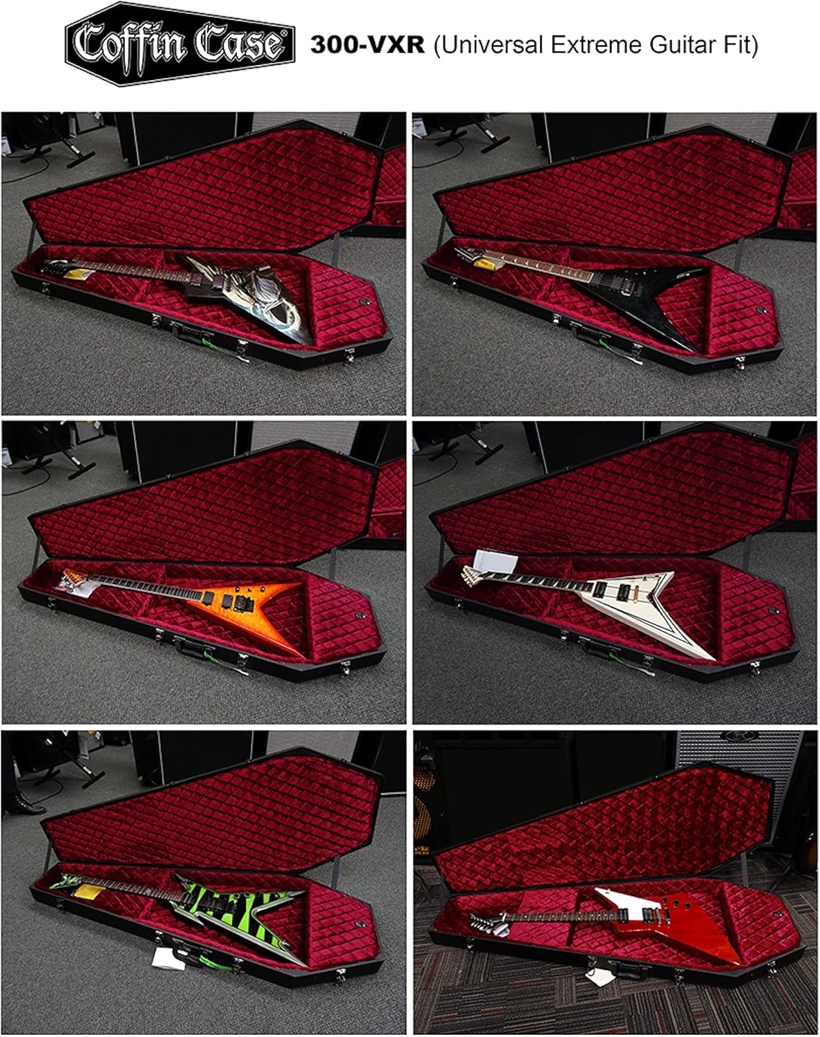 Model 300VXR Extreme Electric Guitar Case Red Velvet Interior