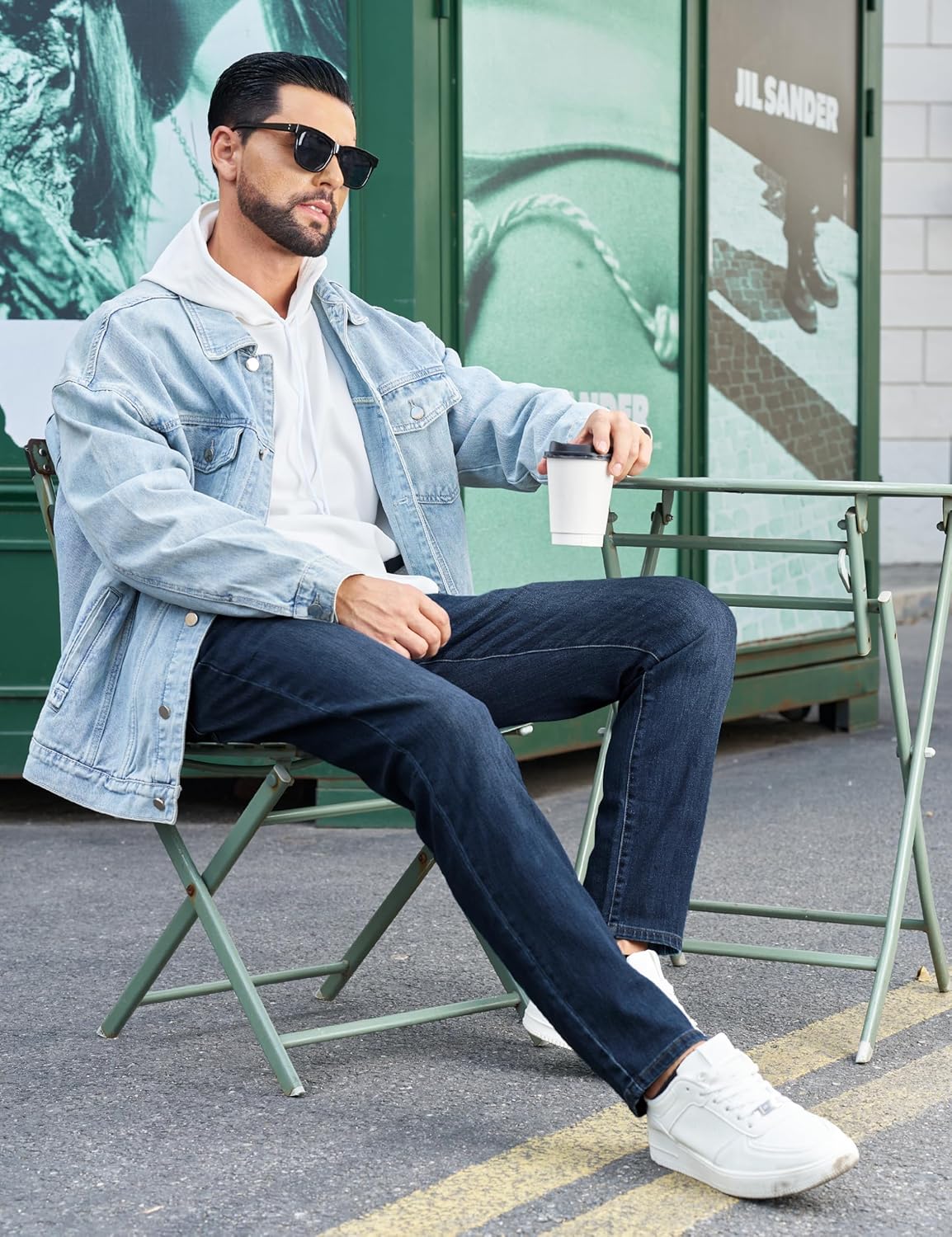 Cotrasen Men's Jeans Regular Fit Stretch Denim Pants Straight Classic Casual Pants - Image 6