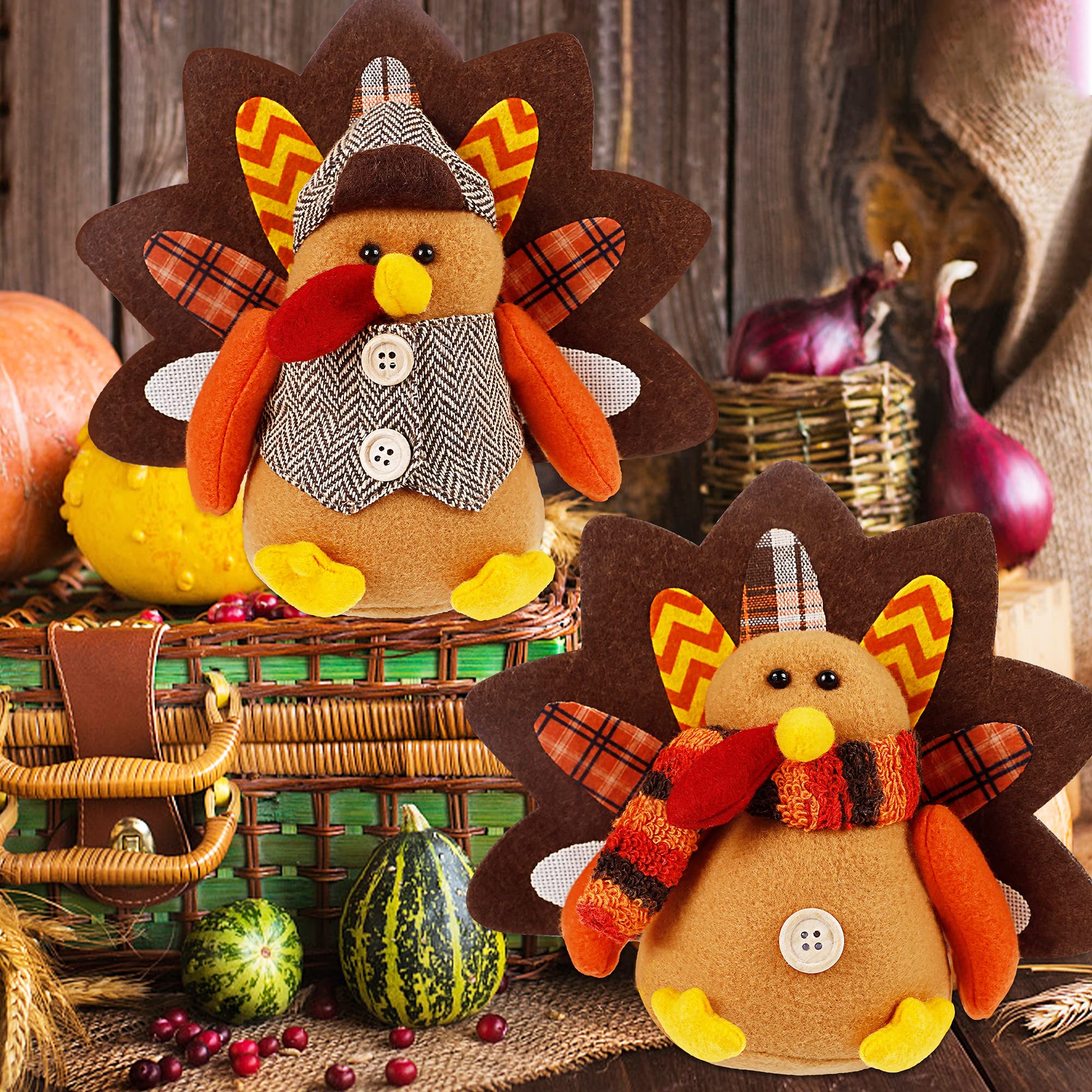 Peluche dinde kawaii : décoration de Thanksgiving brodée - Canada