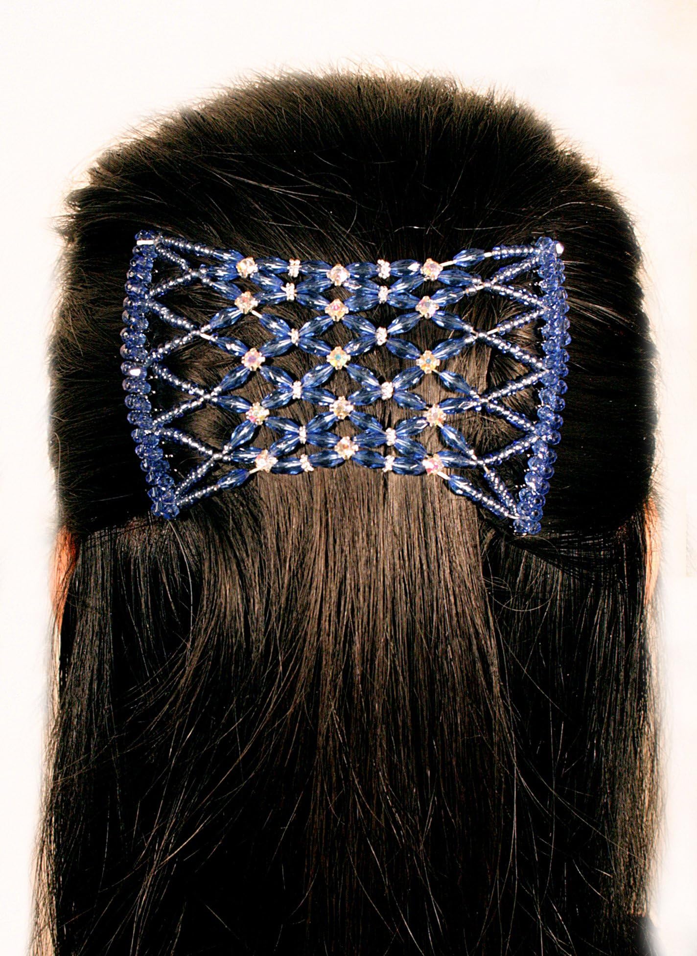 MebellaHair Clips Women/Ladies Magic Beads Stretchy EZ double comb Clip Different hair styles - Blue