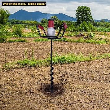 Electric Post Hole Digger, 110V 1500W Electric Auger Post Hole Digger 1.6HP Post Hole Digger Earth Auger Drill with 6 Drill Bits & 12 Extension Rod for Fence Planting, Tree Planting (Digger)