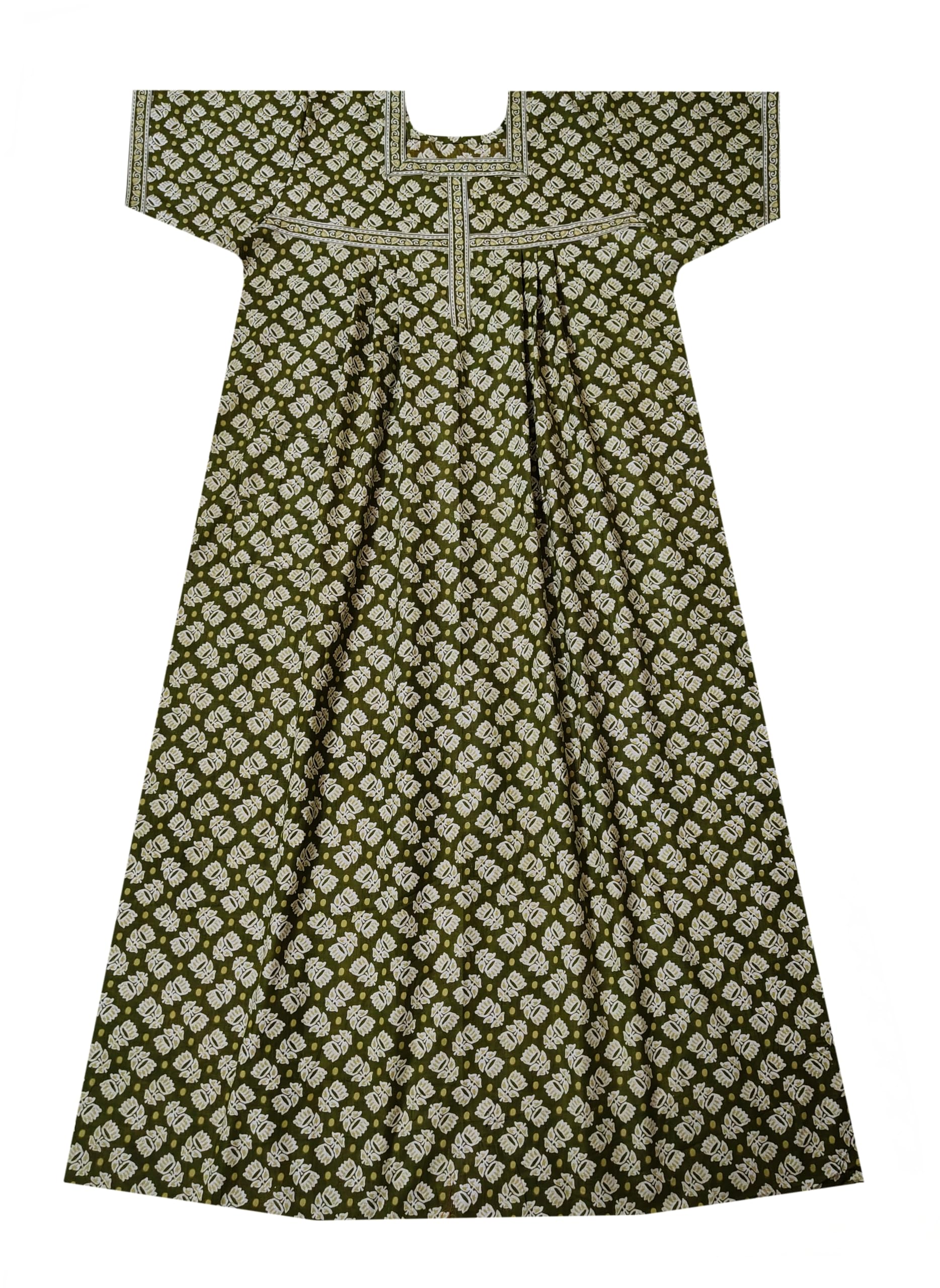 Buldev Cotton Nighty for Women's Full Ankle Length with Pocket Free Size Large and XL to 10xl Plus Size Nighties-picture-53