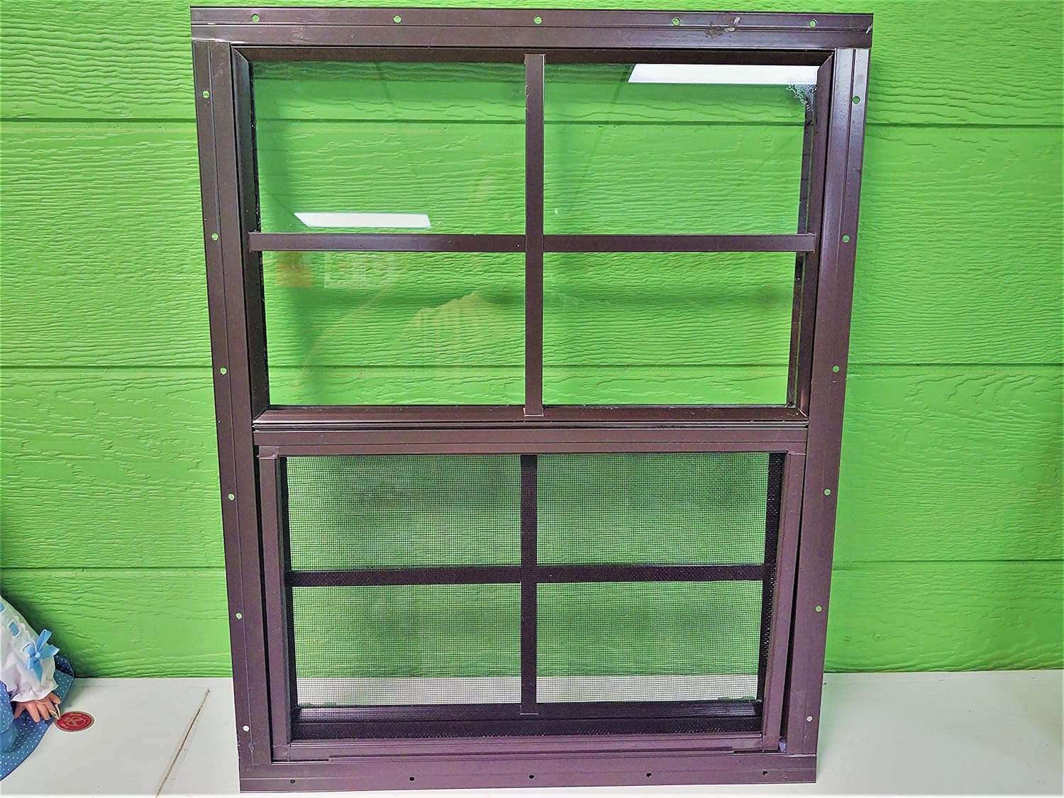 18x23 Brown Shed Window, Flush 4x4 Grid. Great for