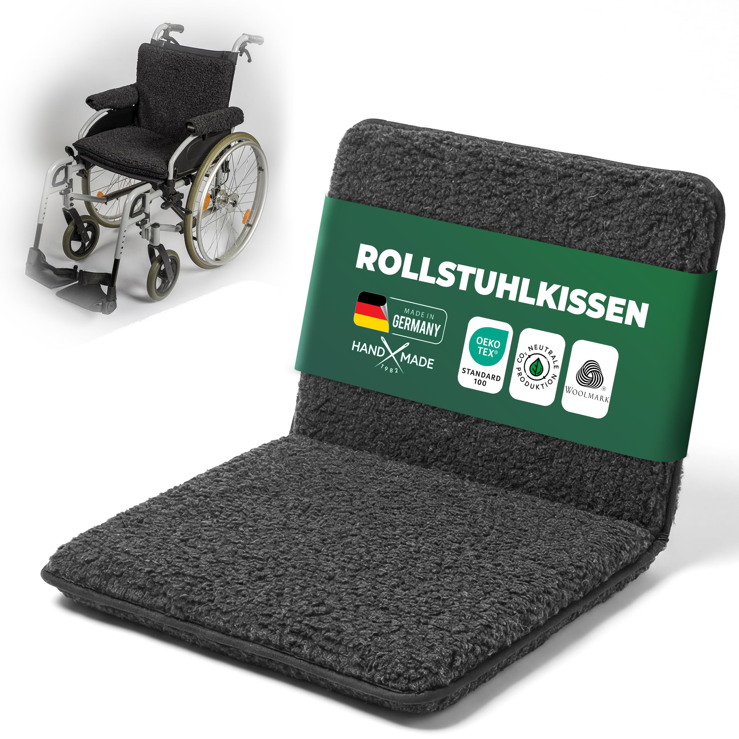 NOVALIV Poduszka na wózek inwalidzki, antracytowa, 50 x 80 cm, ergonomiczna poduszka do siedzenia na wózek inwalidzki, krzesło biurowe i do jadalni – miękka nakładka na siedzisko zapewnia większy