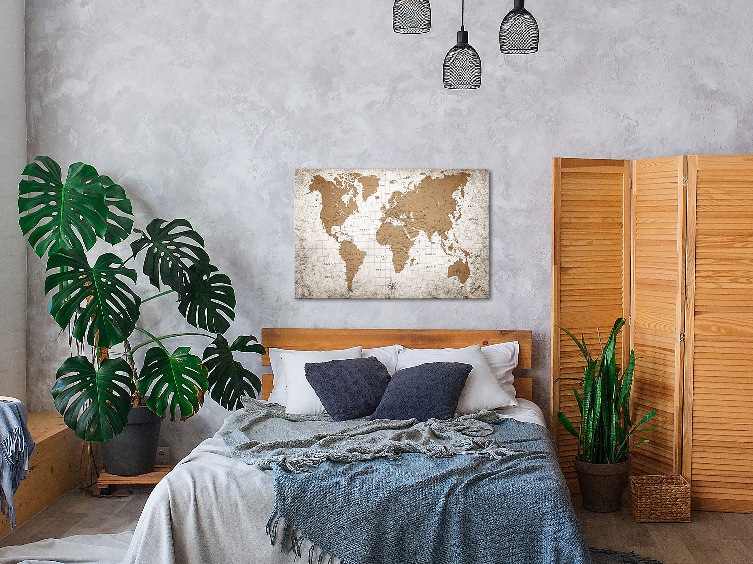 murando - Leinwandbild Map Vintage Kontinente, 120x80 cm, 1-teilig, modern