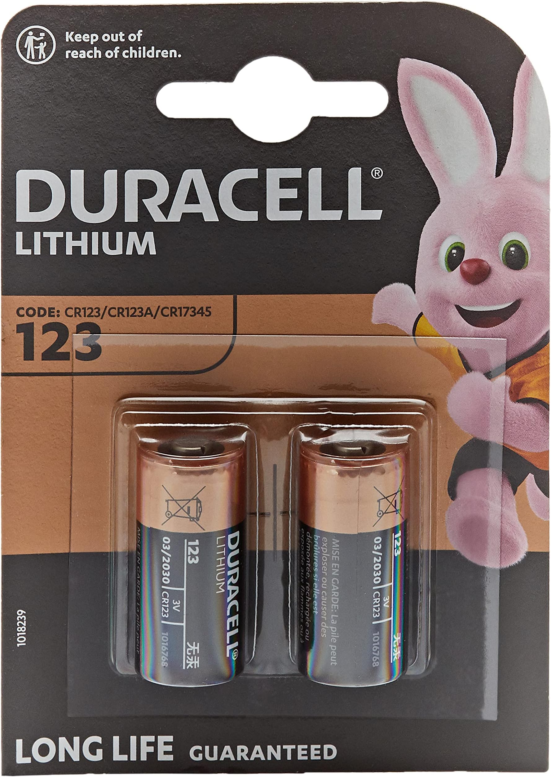 Duracell CR123A, DL123A, EL123A, CR17345 Ultra Photo Lithium Batteries, 2 Pcs